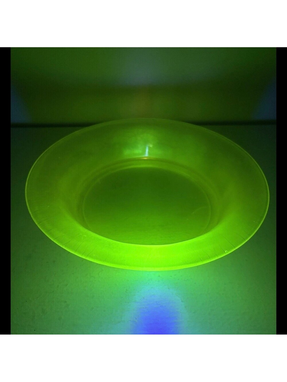 Antique Vintage Vaseline Iridescent Stretch Glass 11-inch Bowl